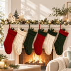 CouldNook Cable Knit Christmas Stocking - Ribbed Foldover Cuff