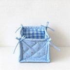 CouldNook Quilted Storage Basket - Open Top And Decorative Corner Ties