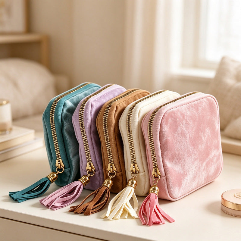 Velvet Jewelry Organizer with Six Inner Pockets