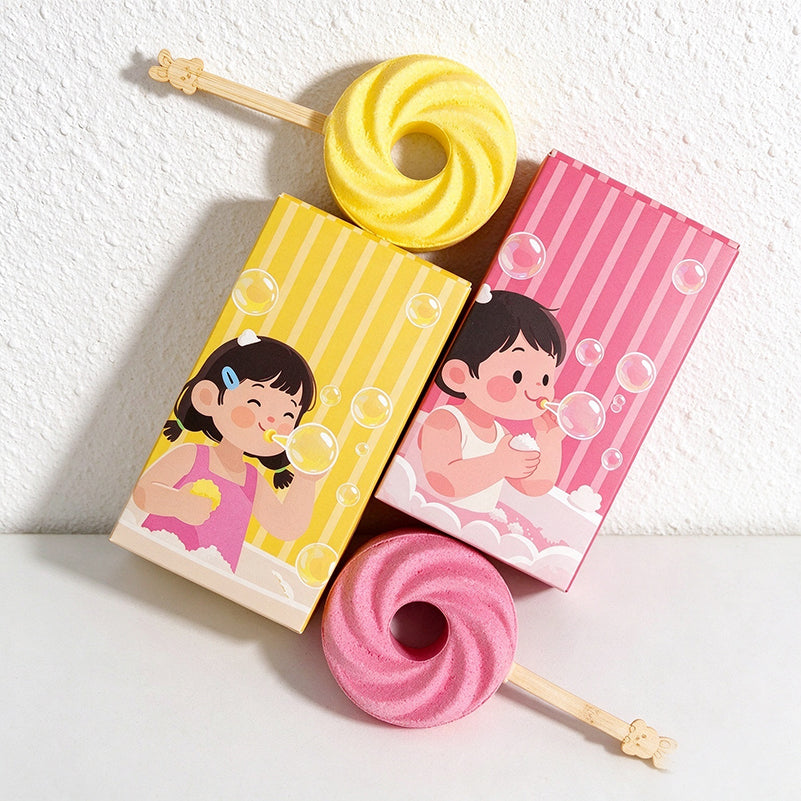 Bubble-Blowing Bath Bomb - Foaming Ring Wand
