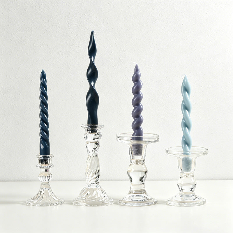 Spiral Taper Candle Set - Set Of 4 Assorted Twisted Candles in Gift Box