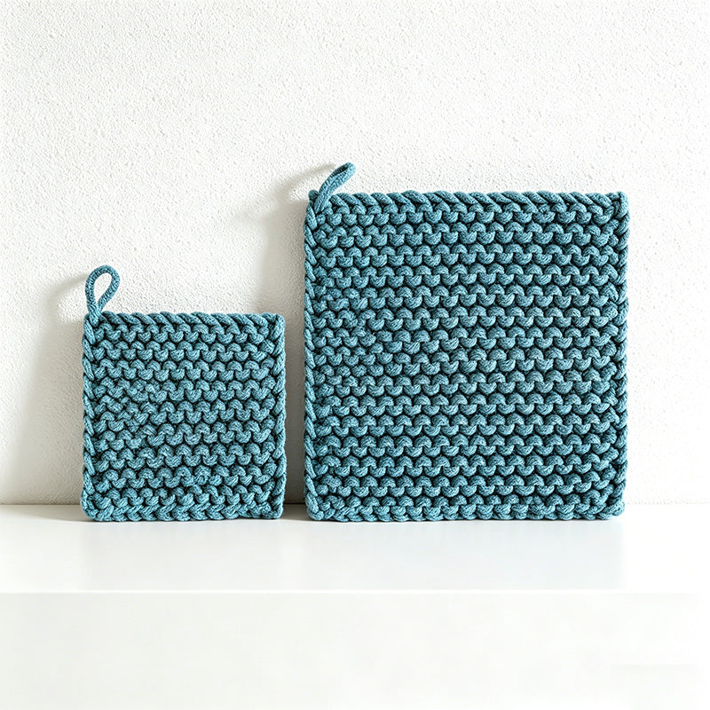 CouldNook Japanese Chunky Knit Trivet - Minimalist Woven Square Mat