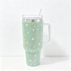 CouldNook 40oz Rhinestone Tumbler-Stainless Steel Vacuum Insulated Ice Tumbler with Handle & Straw