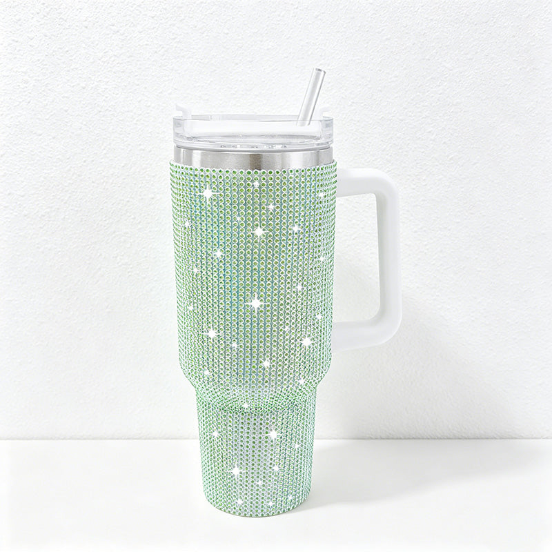 CouldNook 40oz Rhinestone Tumbler-Stainless Steel Vacuum Insulated Ice Tumbler with Handle & Straw