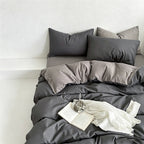 CouldNook Reversible Solid Duvet Cover - Ultra-Soft Washed Cotton Feel (Dark Colors)