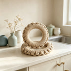 CouldNook Natural Jute Woven Trivet Ring - Rustic Hemp Pot Holder