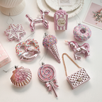 Pink Glitter Christmas House Wall Decor - 3D Hanging Christmas Decoration
