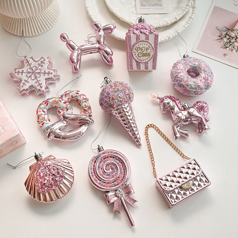 Pink Glitter Christmas House Wall Decor - 3D Hanging Christmas Decoration
