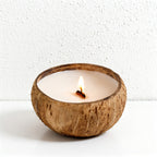 CouldNook Natural Coconut Shell Scented Candle - Tropical Wooden Wick Decor