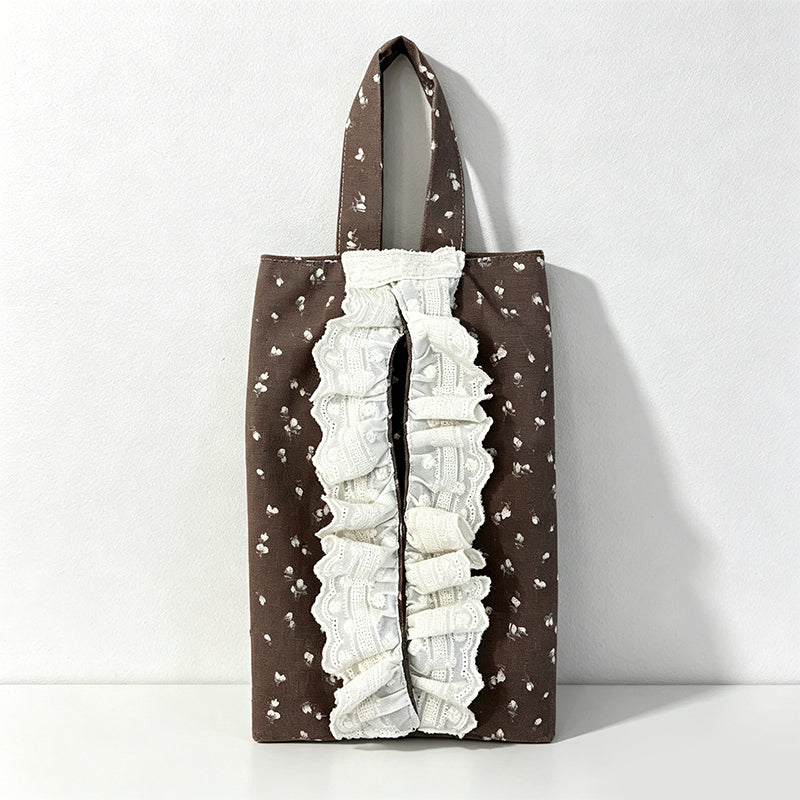CouldNook Floral Lace Fabric Tissue Bag - Soft Portable Storage Pouch
