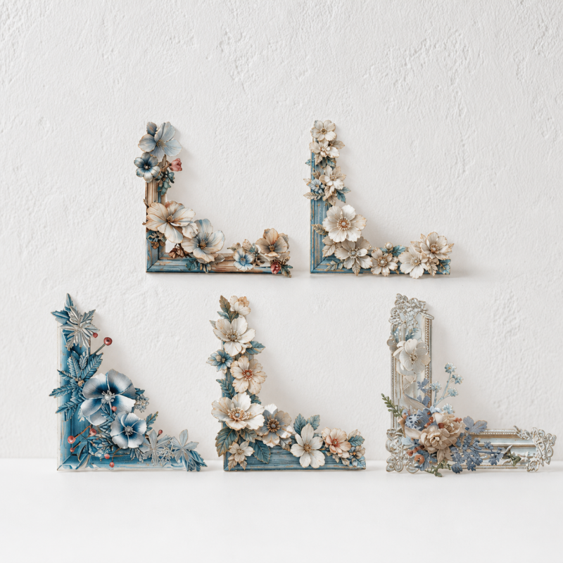 CouldNook Hollow Relief Corner Stickers - Aesthetic Retro Paper Decor