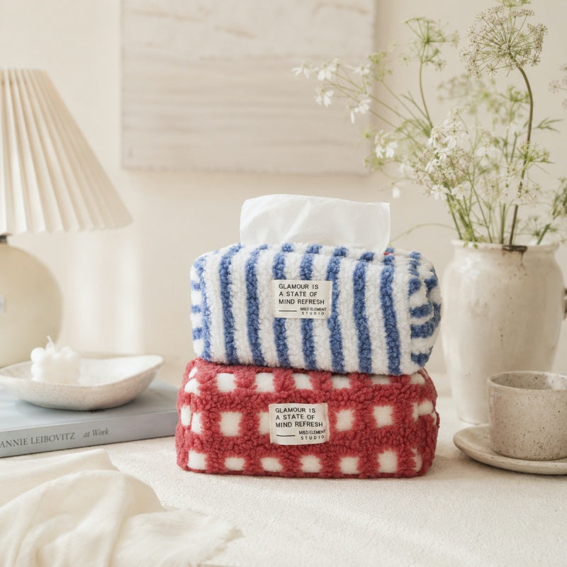 CouldNook Red Waffle Tissue Bag - Aesthetic Festive Storage Case