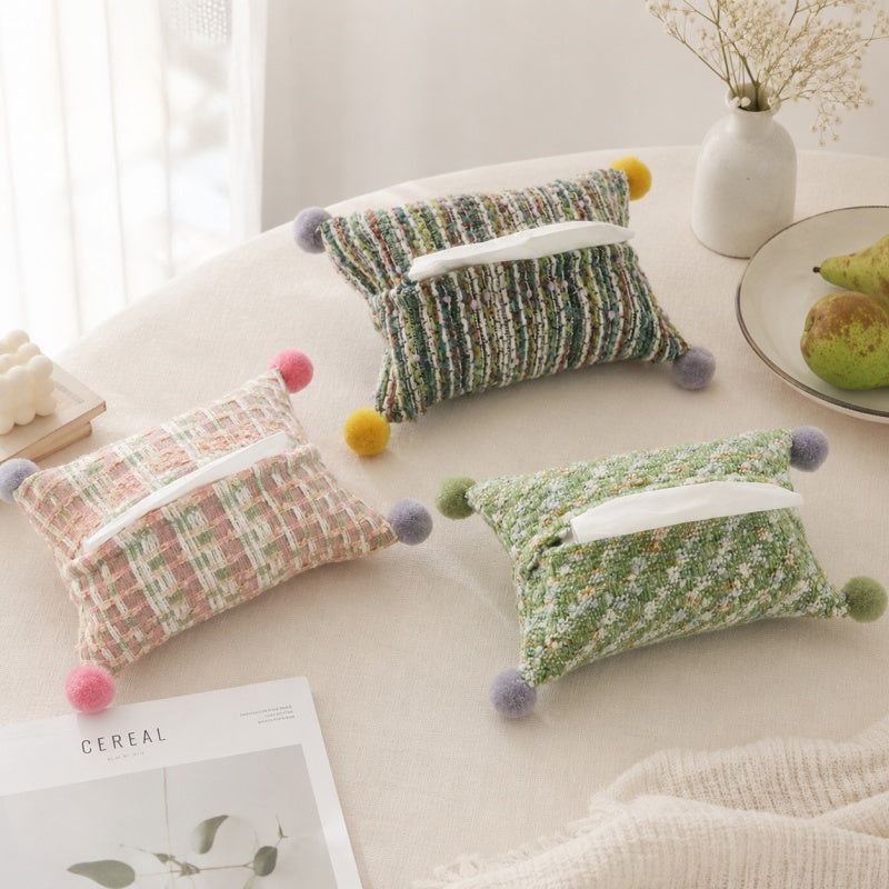 CouldNook Pom-Pom Fabric Tissue Bag - Aesthetic Textured Storage Case