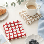 CouldNook Knitted Heart Coaster - Aesthetic Textured Cup Mat