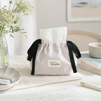 CouldNook Stripe Woven Drawstring Tissue Bag - Aesthetic Fabric Organizer