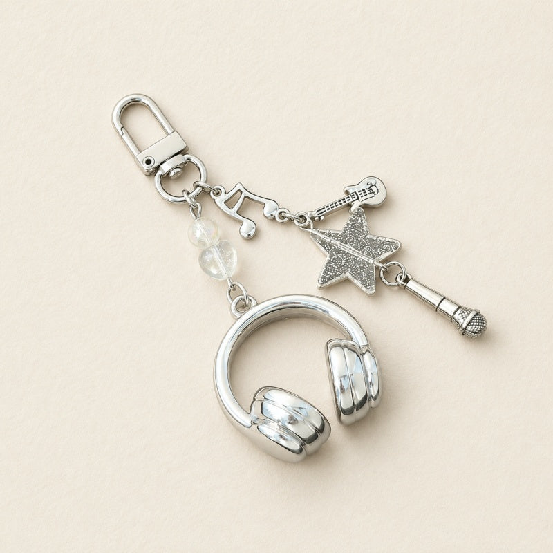 CouldNook Headphone Music Keychain - Star and Instrument Charms