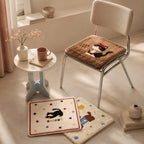 CouldNook Cartoon Cat Fleece Square Seat Chair Cushion- Non-Slip Winter Chair Pad