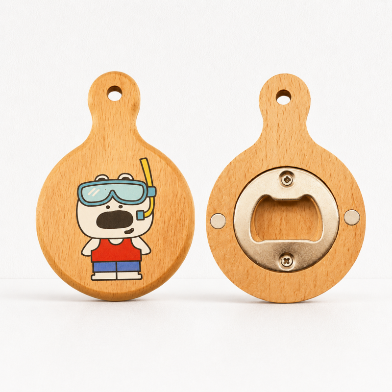 CouldNook Clown Puppy Solid Wood Magnetic Bottle Opener - Kitchen Fridge Magnet