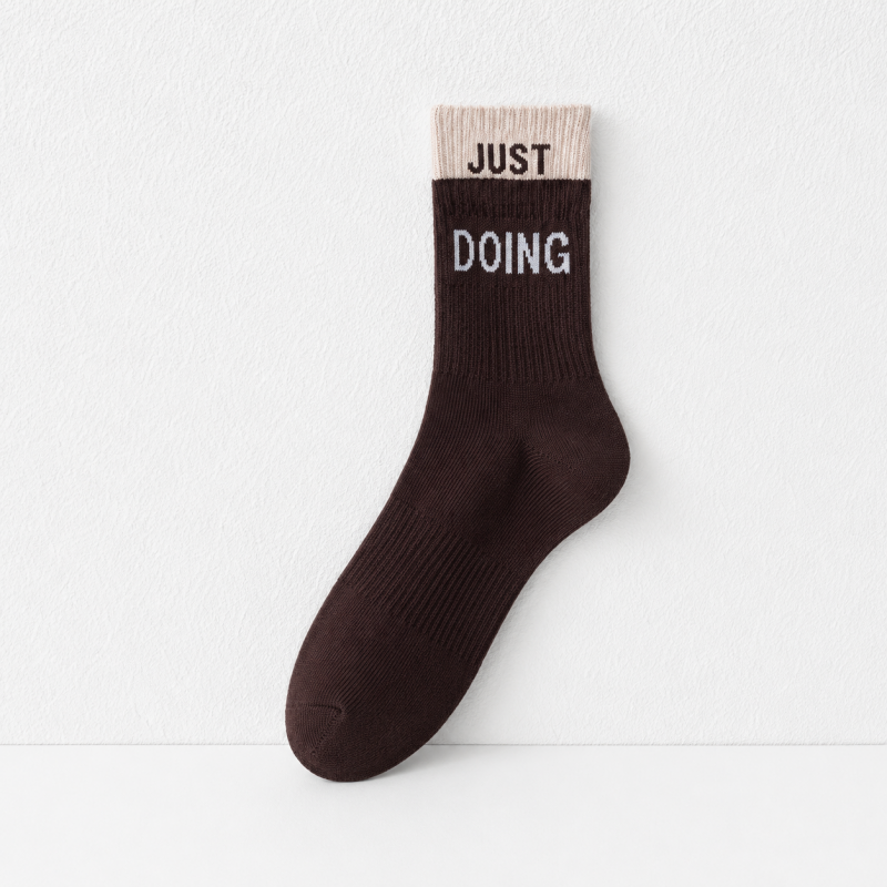 CouldNook Grip Fake Layered Color Block Crew Socks - Home Studio Accent