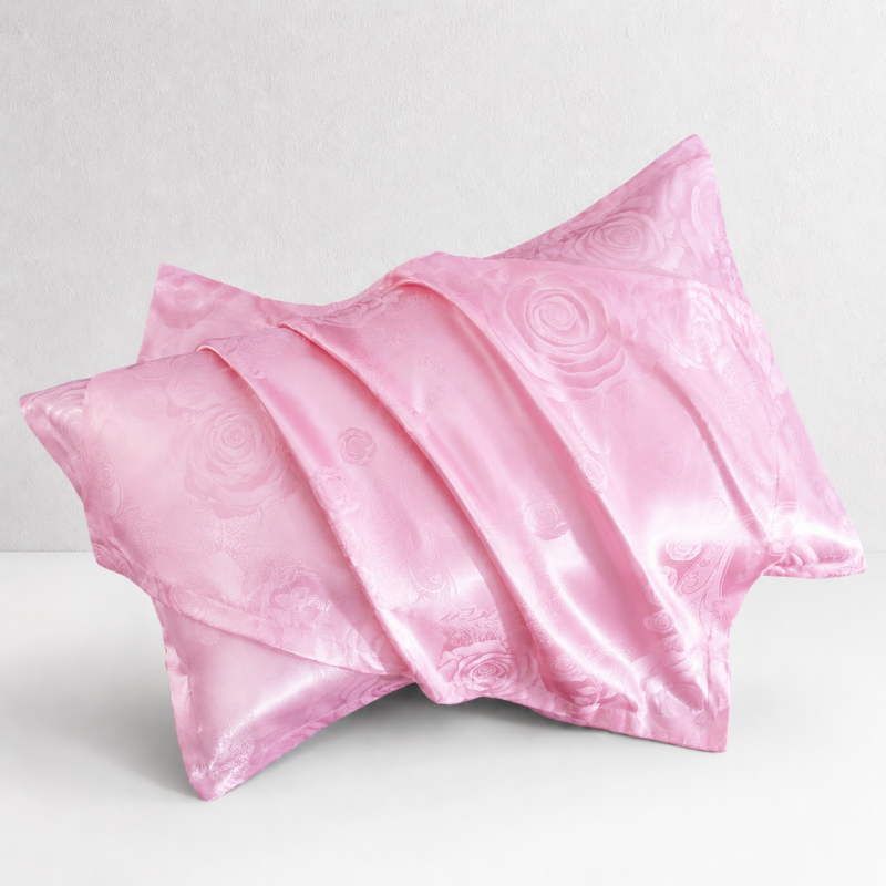 CouldNook Silky Satin Jacquard Cotton Pillowcase 2PCS Set - Elegant Patterned Home Bedding