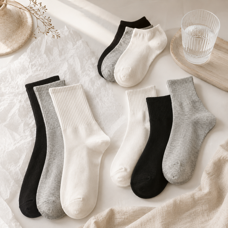 CouldNook Cozy Ribbed Basic Socks Set - Everyday Length Options
