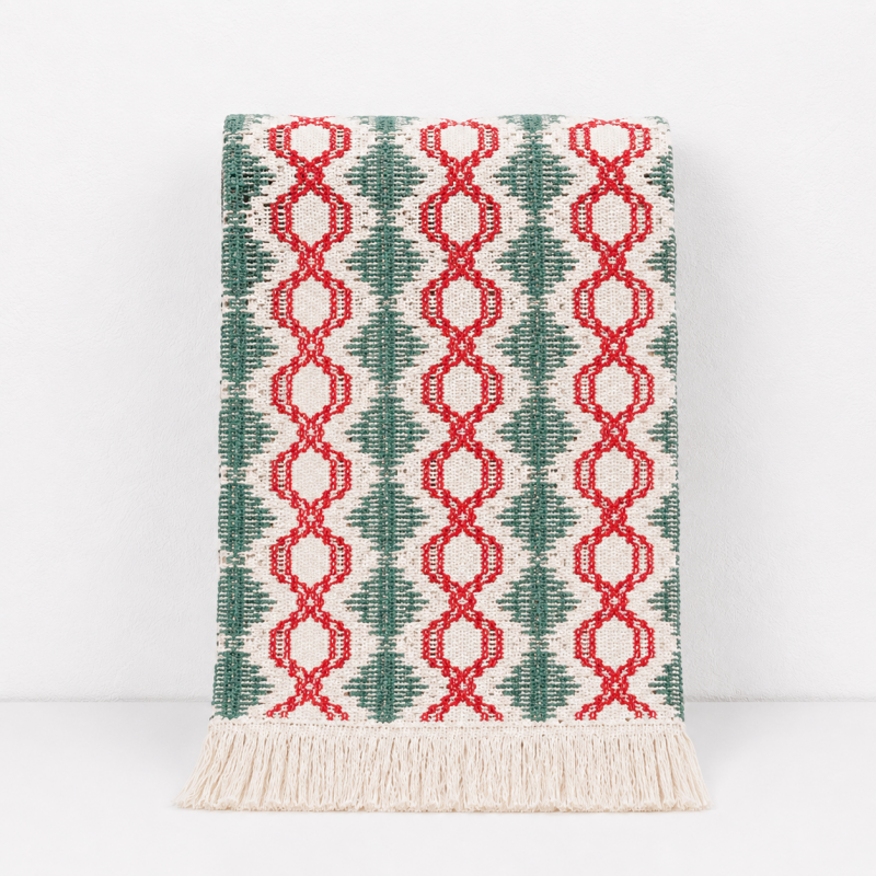 CouldNook Tassel Linen Blend Table Runner - Boho Striped Tassel Decor