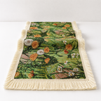 CouldNook French Dandelion Pattern Table Runner - Elegant Tassel Decor
