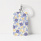 Cute Oil Painting Flower Card Holder with Keychain/Lanyard, Cartoon ID Card Case for Students & Kids