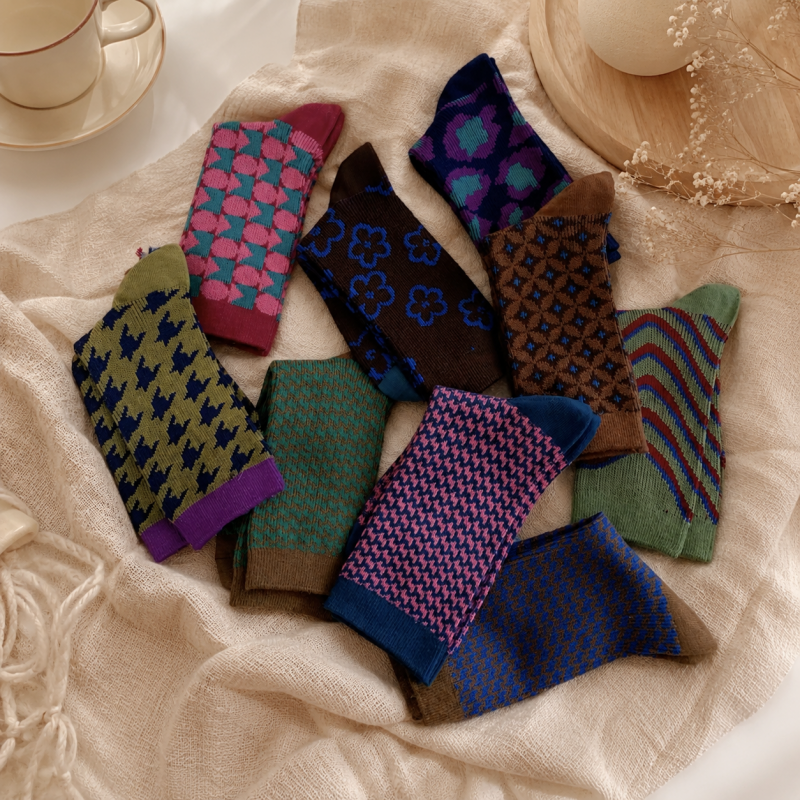 CouldNook Cozy Patterned Scrunch Crew Socks - Casual Outfit Accent