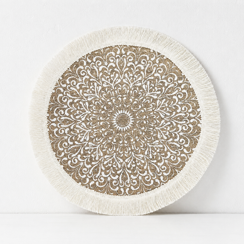 CouldNook Round Burlap Placemat - Fringed Tassel Table Pad