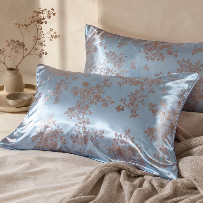 CouldNook Silky Satin Jacquard Cotton Pillowcase 2PCS Set - Elegant Patterned Home Bedding