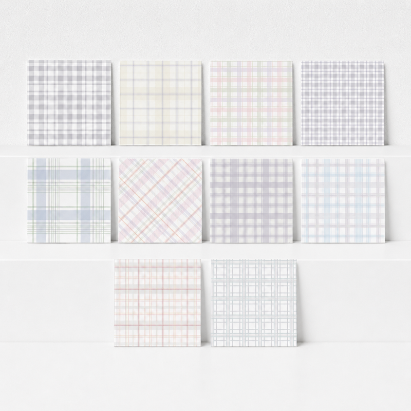 CouldNook Plaid Memo Paper - Aesthetic Fresh Grid Stationery