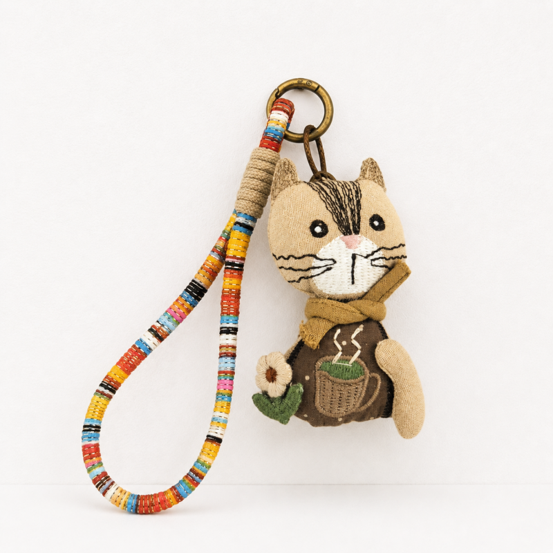 CouldNook Vintage Duck Fabric Charm - Aesthetic Artisan Bag Pendant