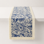 CouldNook French Butterfly Pattern Table Runner - Elegant Tassel Decor