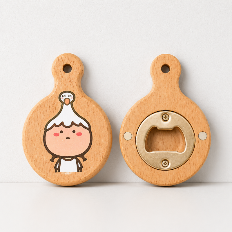 CouldNook Clown Puppy Solid Wood Magnetic Bottle Opener - Kitchen Fridge Magnet