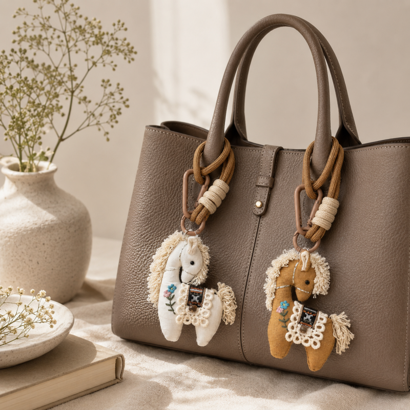CouldNook Cotton Horse Fabric Pendant - Aesthetic Artisan Bag Charm