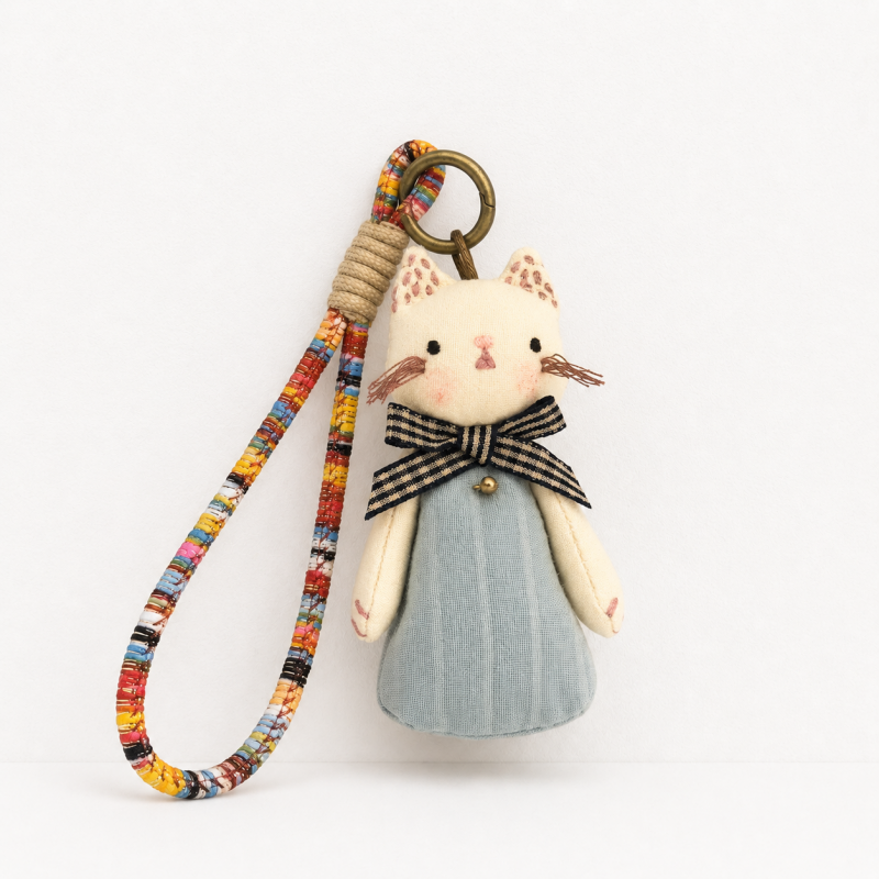 CouldNook Vintage Duck Fabric Charm - Aesthetic Artisan Bag Pendant