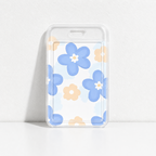 Cute Oil Painting Flower Card Holder with Keychain/Lanyard, Cartoon ID Card Case for Students & Kids