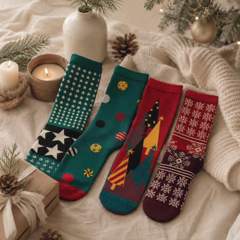 CouldNook Cozy Patterned Crew Socks - Seasonal Drawer Accent