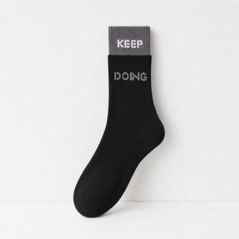 CouldNook Grip Fake Layered Color Block Crew Socks - Home Studio Accent