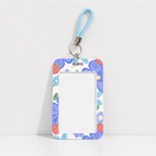 Cute Oil Painting Flower Card Holder with Keychain/Lanyard, Cartoon ID Card Case for Students & Kids