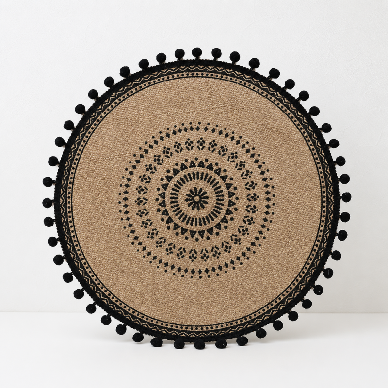 CouldNook Round Jute Woven Placemat - Fringed Tassel Table Pad