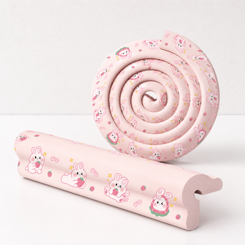 CloudNook L-Shaped Edge Guard-Thickened Removable Strawberry Rabbit Print