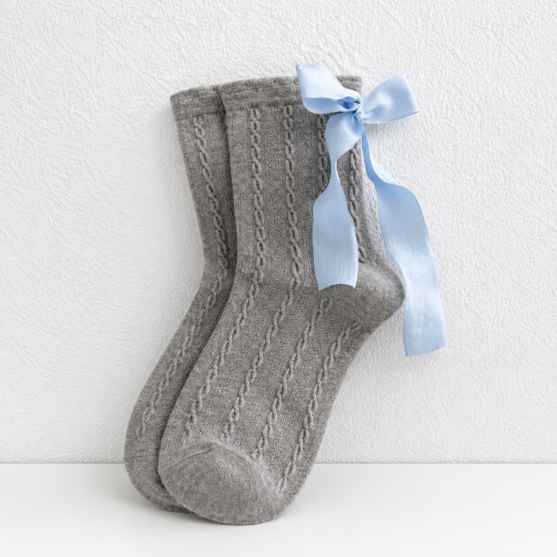 CouldNook Cozy Mixed Detail Crew Socks - Giftable Drawer Accent