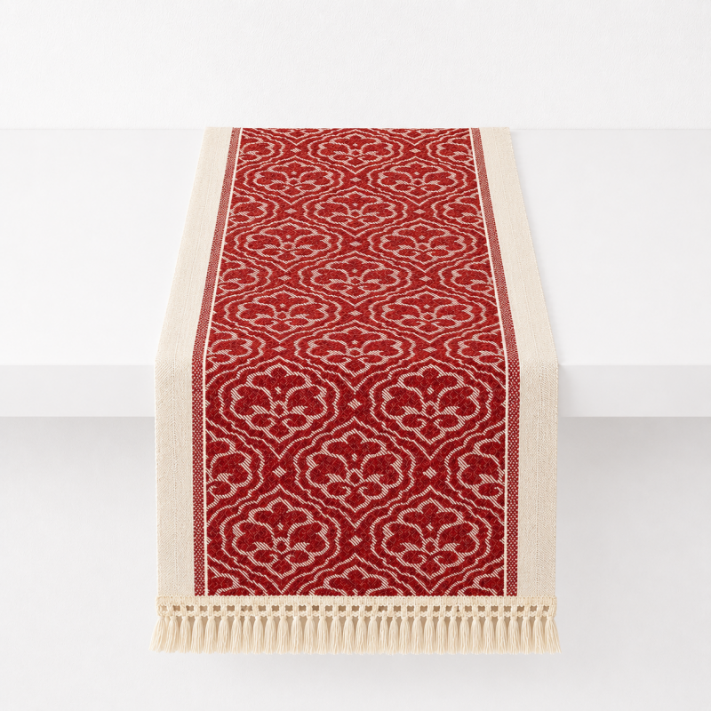 CouldNook Boho Geometric Pattern Fringle Table Runner - Vintage Tassel Home Decor