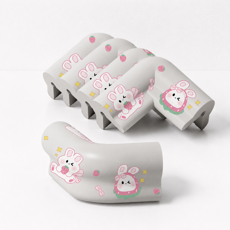CloudNook L-Shaped Corner Guards-Thickened Removable Strawberry Rabbit Print