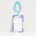 Cute Oil Painting Flower Card Holder with Keychain/Lanyard, Cartoon ID Card Case for Students & Kids