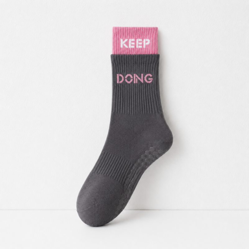 CouldNook Grip Fake Layered Color Block Crew Socks - Home Studio Accent