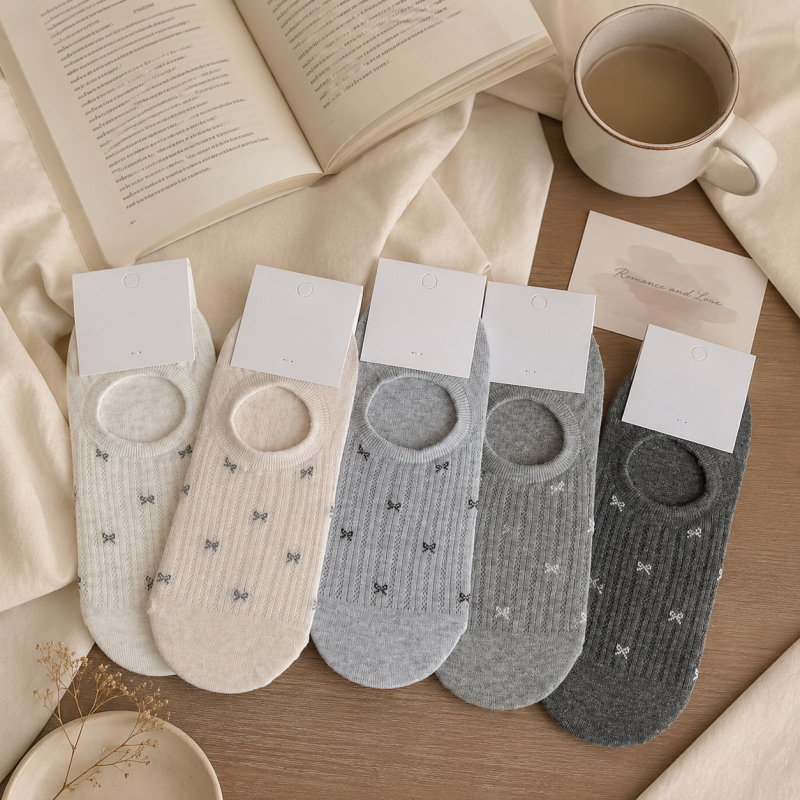 CouldNook Cozy Star Motif No-Show Socks - Low-Cut Shoe Accent