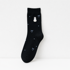 CouldNook Cozy Cat Patch Ribbed Crew Socks - Everyday Outfit Accent